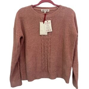 Pink‎ Rose Sweater NWT Pink Chenille Cable Knit Textured Pullover Medium
